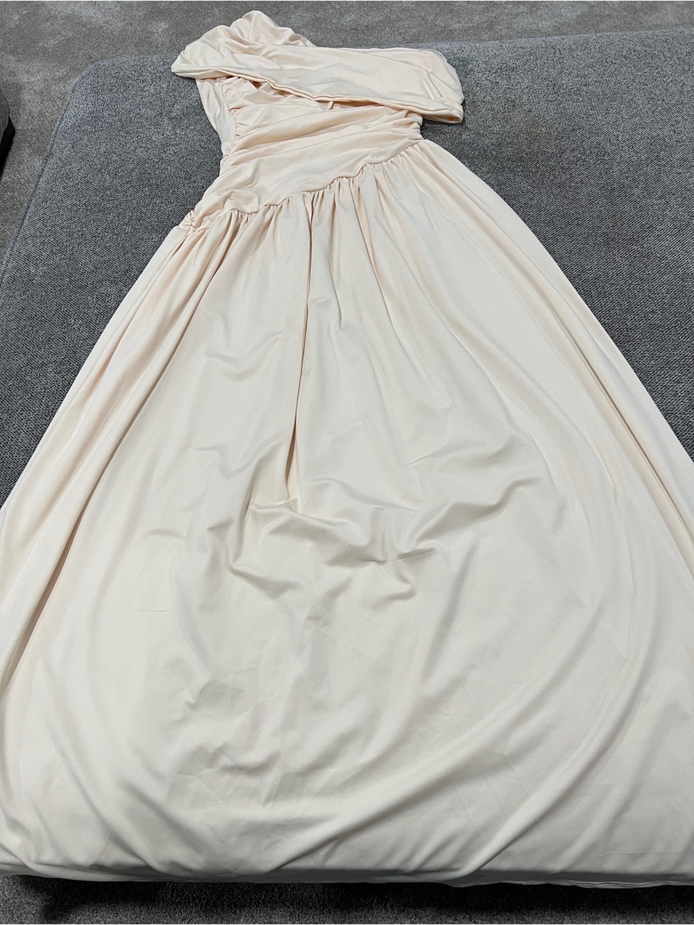 ON SALE!!! Elegant One Shoulder Cream Evening Gown